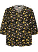 M&oslash;nstret viskosebluse med 3/4-ermer, Svart, Packshot image number 0