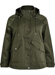 Kort v&aring;rjakke med avtagbar hette, Gr&oslash;nn