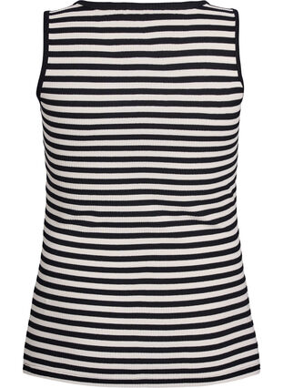 Zizzi Stripete ribbestrikket singlet, Black Snow W. Stripe, Packshot image number 1