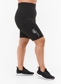 Tettsittende treningsshorts med logo, Black, Model