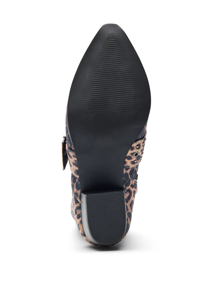 Wide fit - Leopard-mønstret ankelstøvel med spenne og nagler, Leopard AOP, Packshot