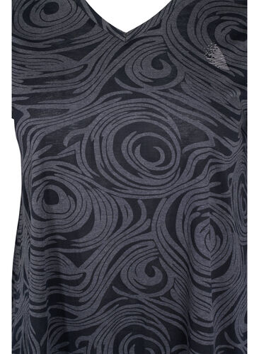 Mønstrete trenings T-skjorte med V-hals, Black, Packshot image number 2