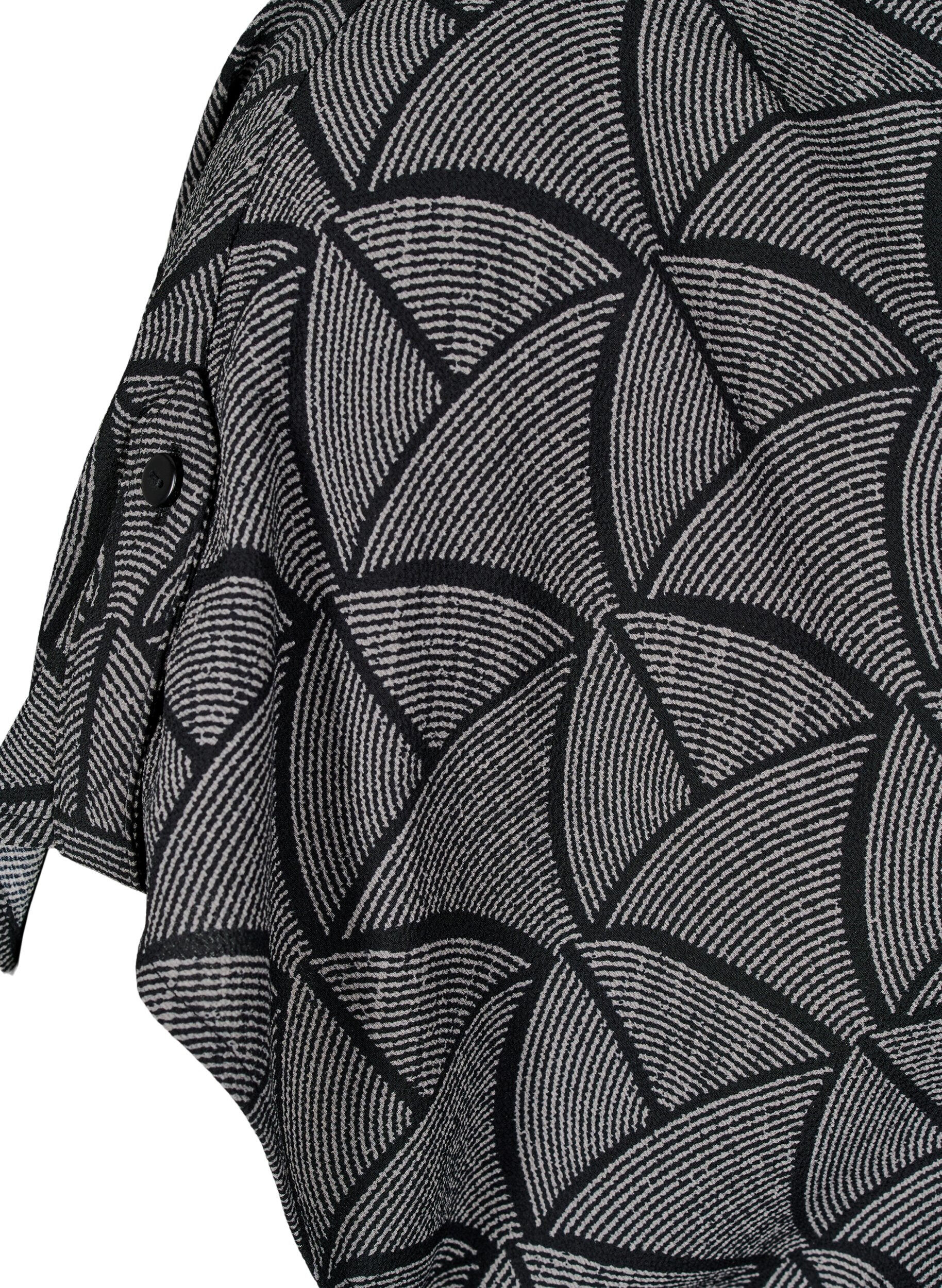 Zizzi Kortermet bluse med trykk, Black Grey Graphic , Packshot image number 4