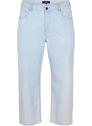Straight jeans med ankellengde, Light Blue Stripe, Packshot image number 0