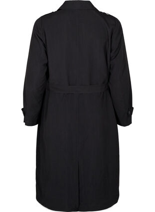 Zizzi Lang trenchcoat med belte, Black, Packshot image number 1