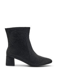 Wide fit - Ankelstøvler med rhinesteiner, Svart Wide fit - Ankelstøvler med rhinesteiner