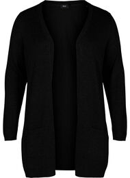 Lang, strikket cardigan i en viskoseblanding, Black