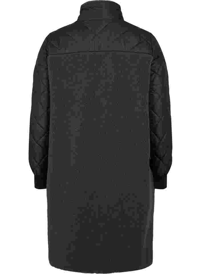Quiltet jakke med teddy og knappelukking, Black Comb, Packshot image number 1