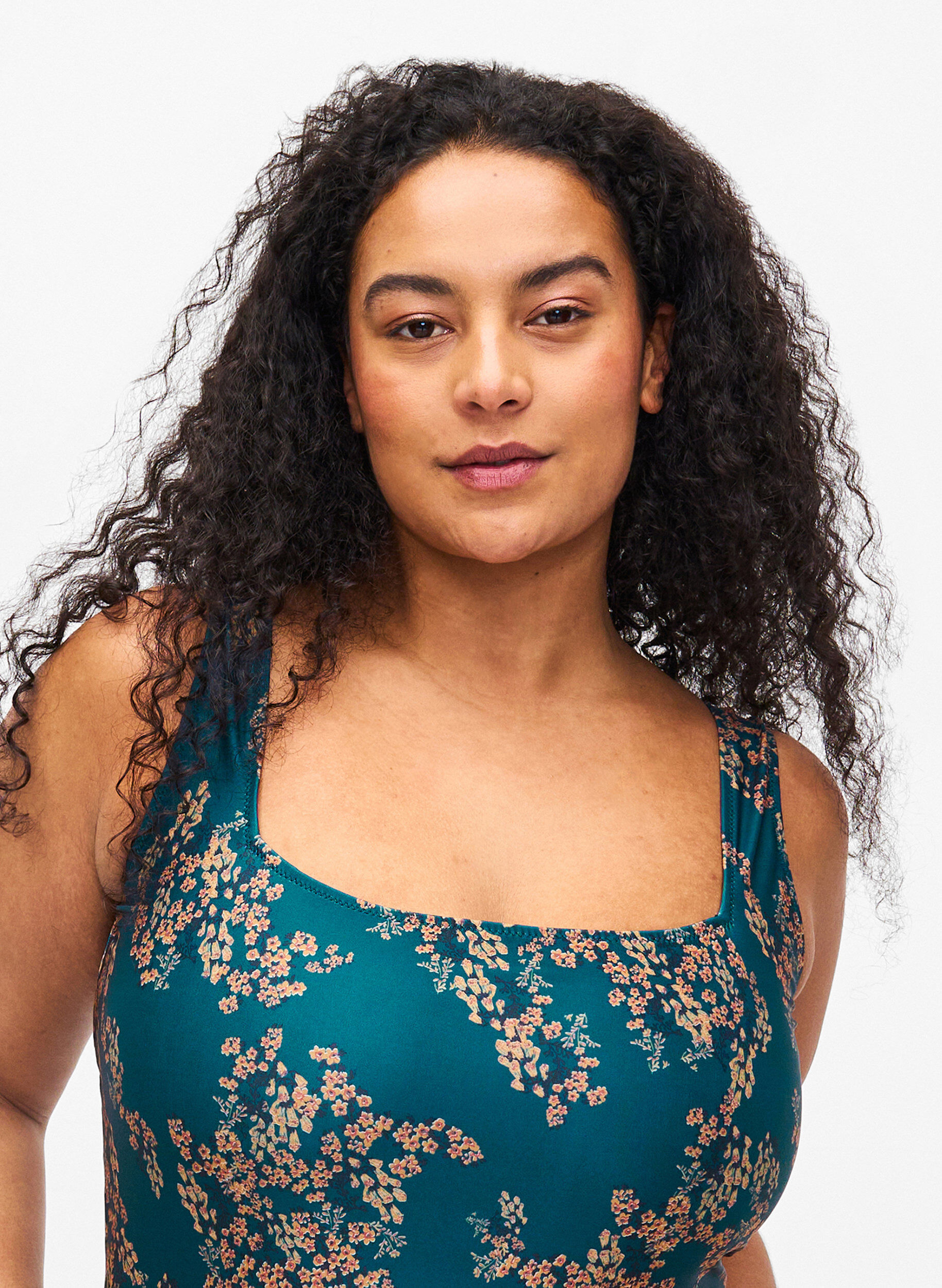 Zizzi Badedrakt med blomstertrykk, Zebra Flower, Model image number 2