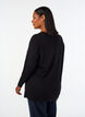 Strikket bluse i bomull og viskoseblanding, Svart, Model image number 2