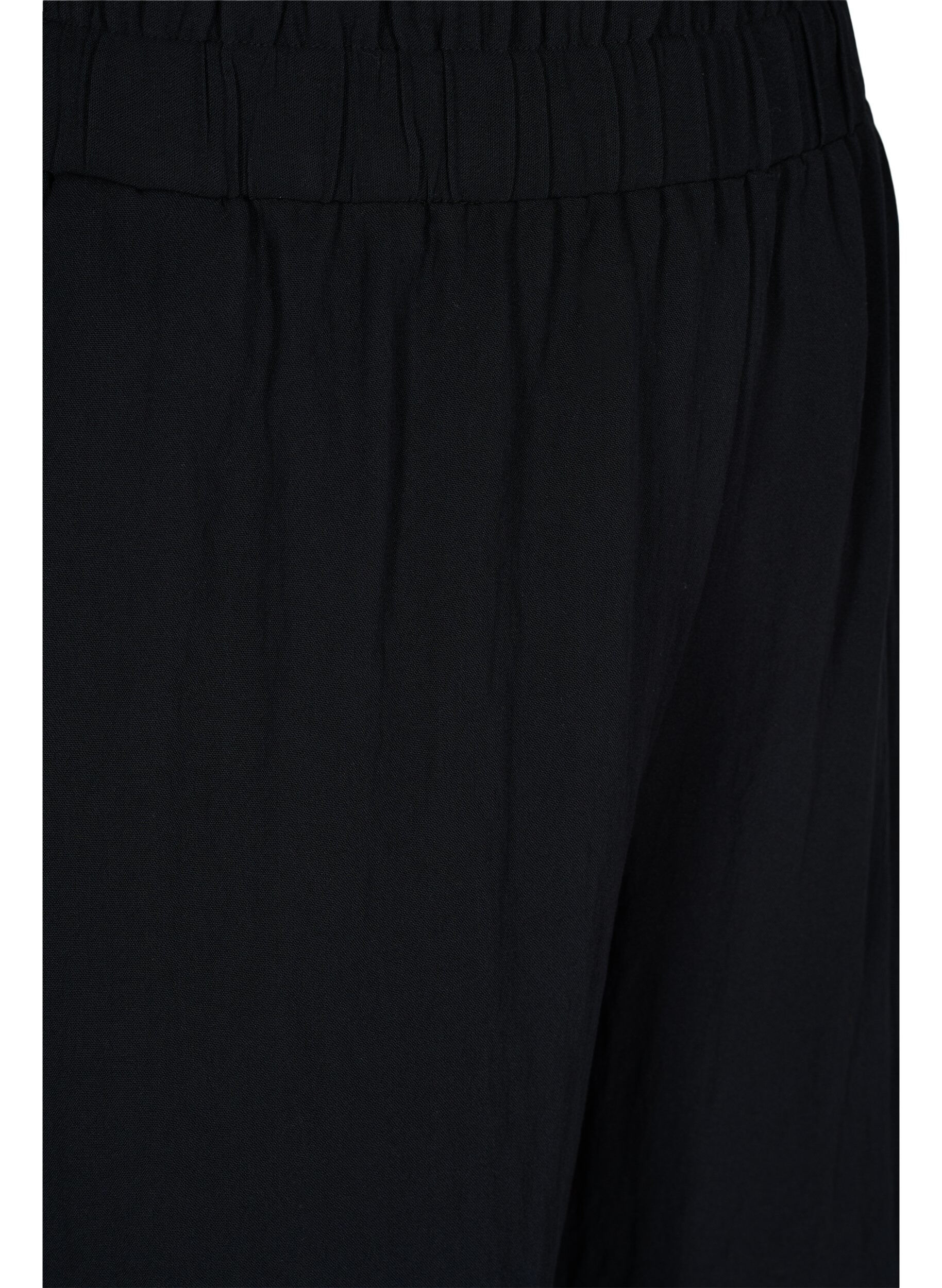 Zizzi L&oslash;se shorts i viskose, Black, Packshot image number 2