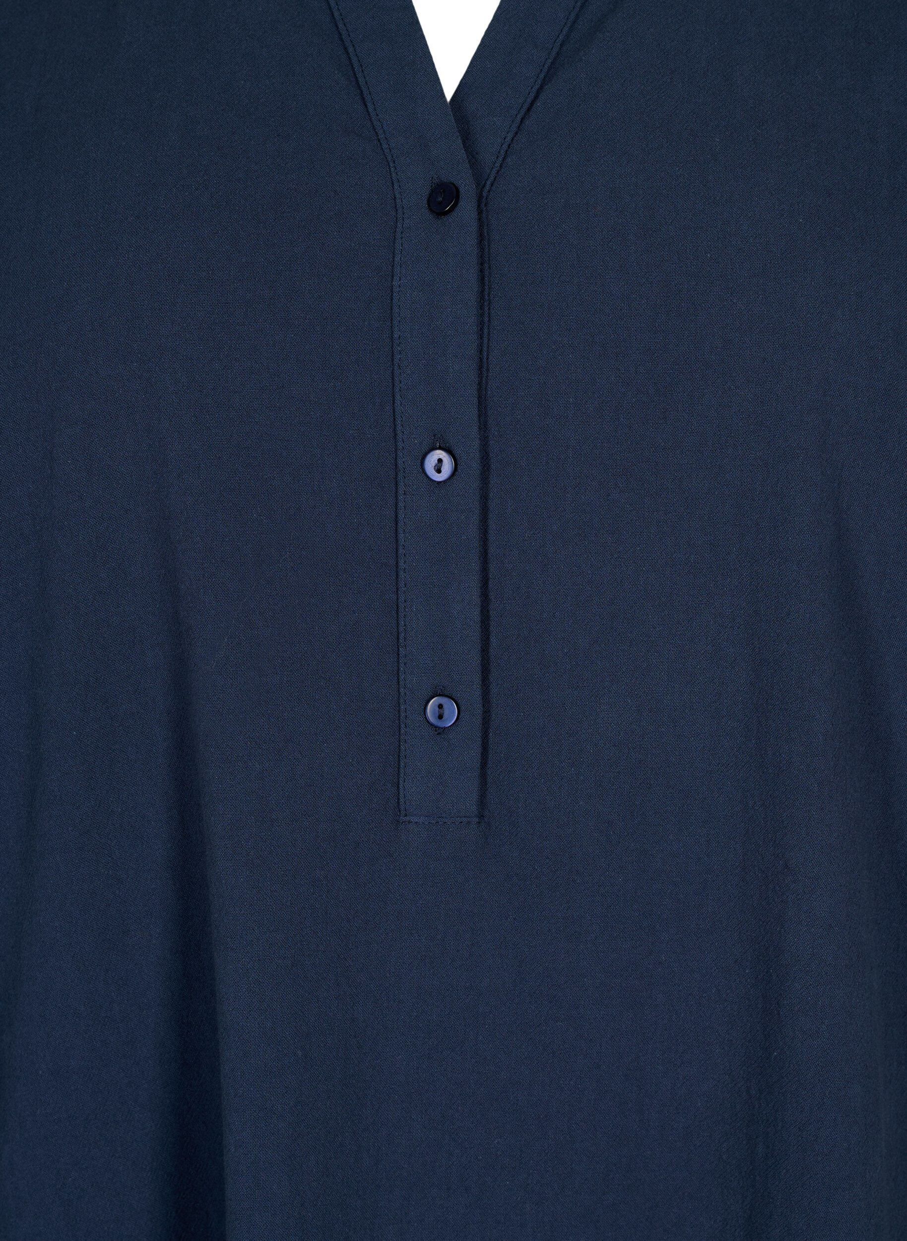 Zizzi FLASH - Kortermet midikjole i bomull, Navy Blazer, Packshot image number 2