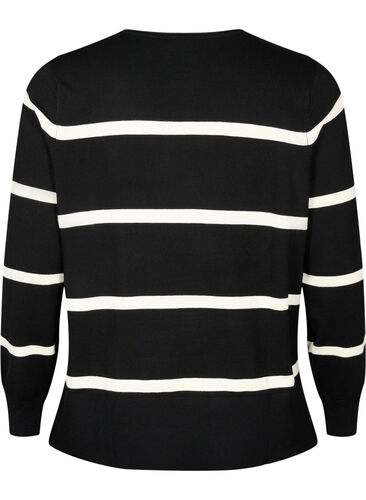  Bluse med striper i strikket viskose, Black Comb, Packshot image number 1