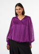 Stripete bluse med ballongfasong, Lilla, Model image number 0