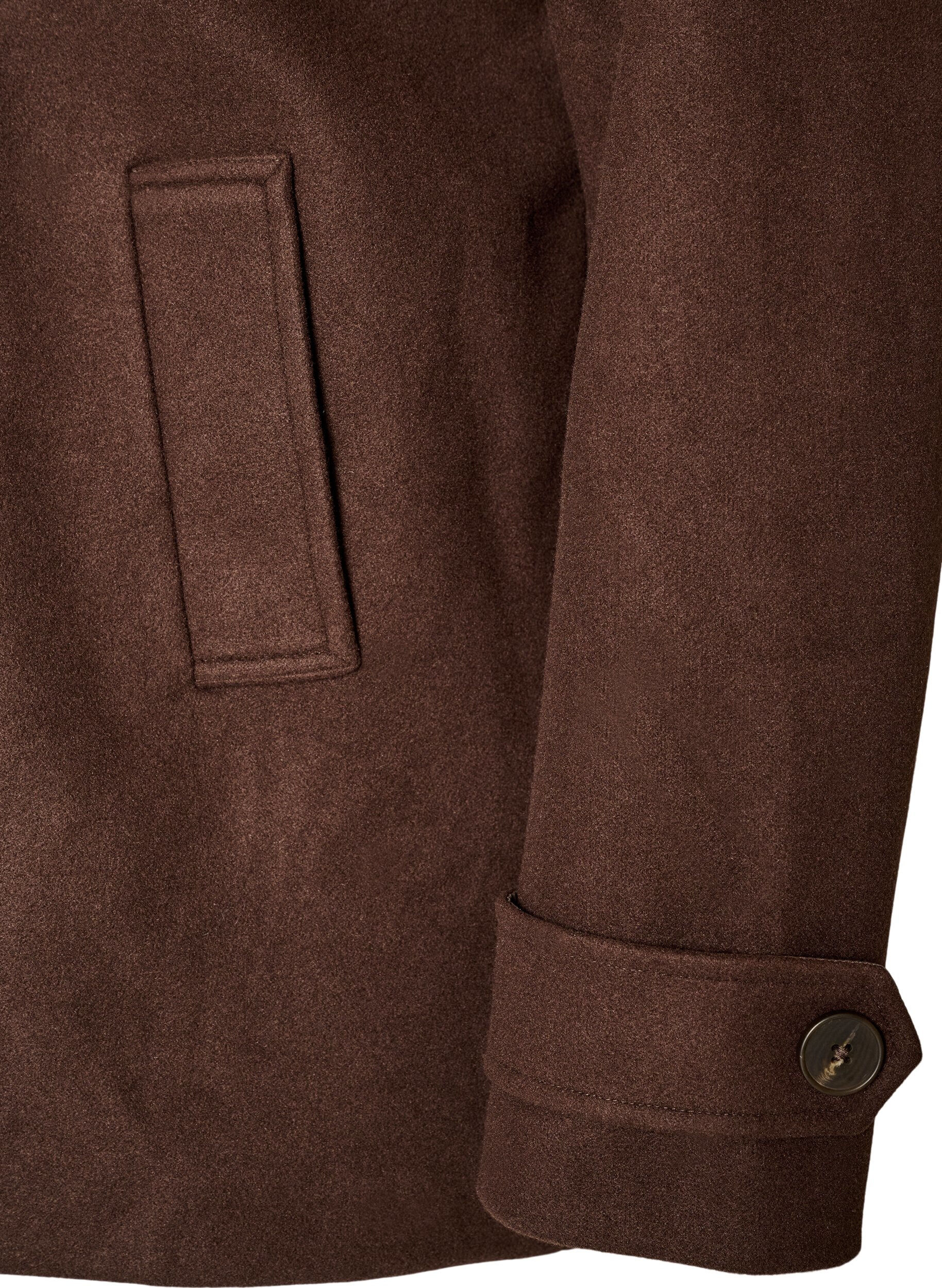 ZizziKort k&aring;pe med dobbeltradede knapper, Brun, Packshot image number 3