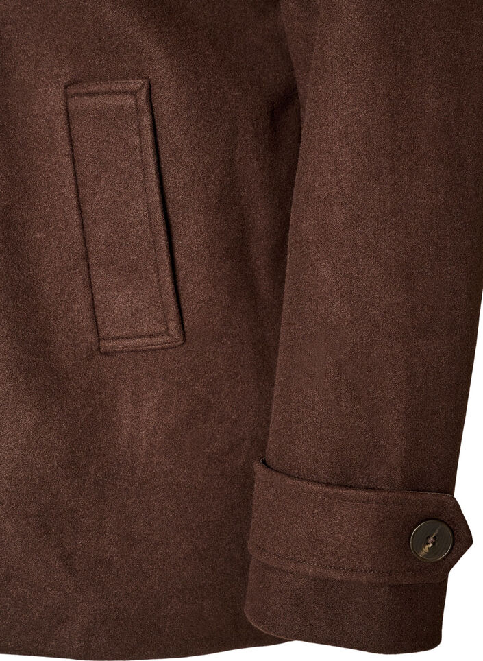 Kort k&aring;pe med dobbeltradede knapper, Brun, Packshot