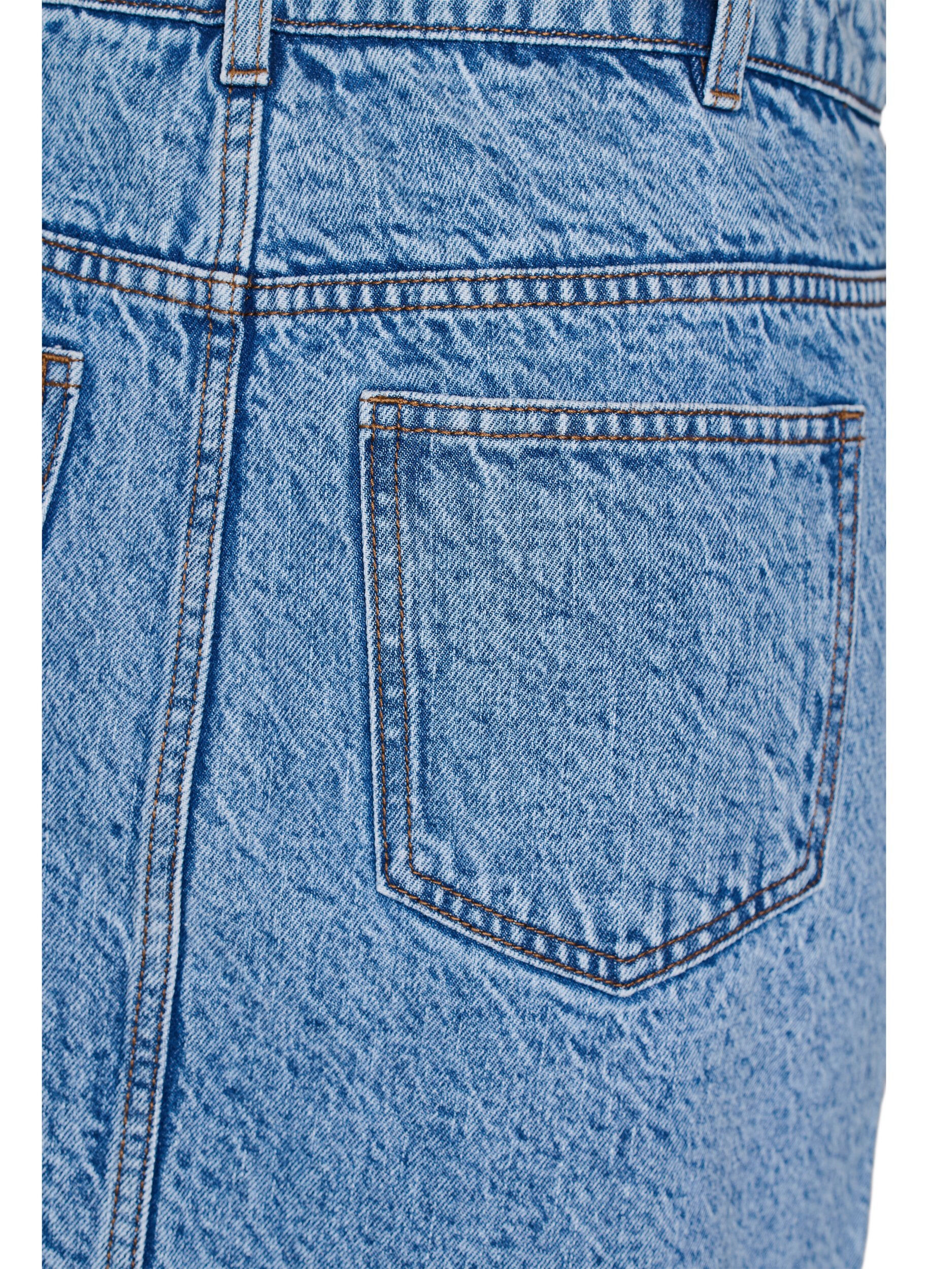 Zizzi Kort denimskj&oslash;rt med lommer, Bl&aring;, Packshot image number 3