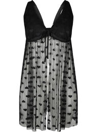 Transparent nattkjole med mønster, Black