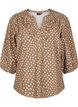 3/4-ermet bomullsbluse med trykk, Coca Mocha Dot , Packshot image number 0