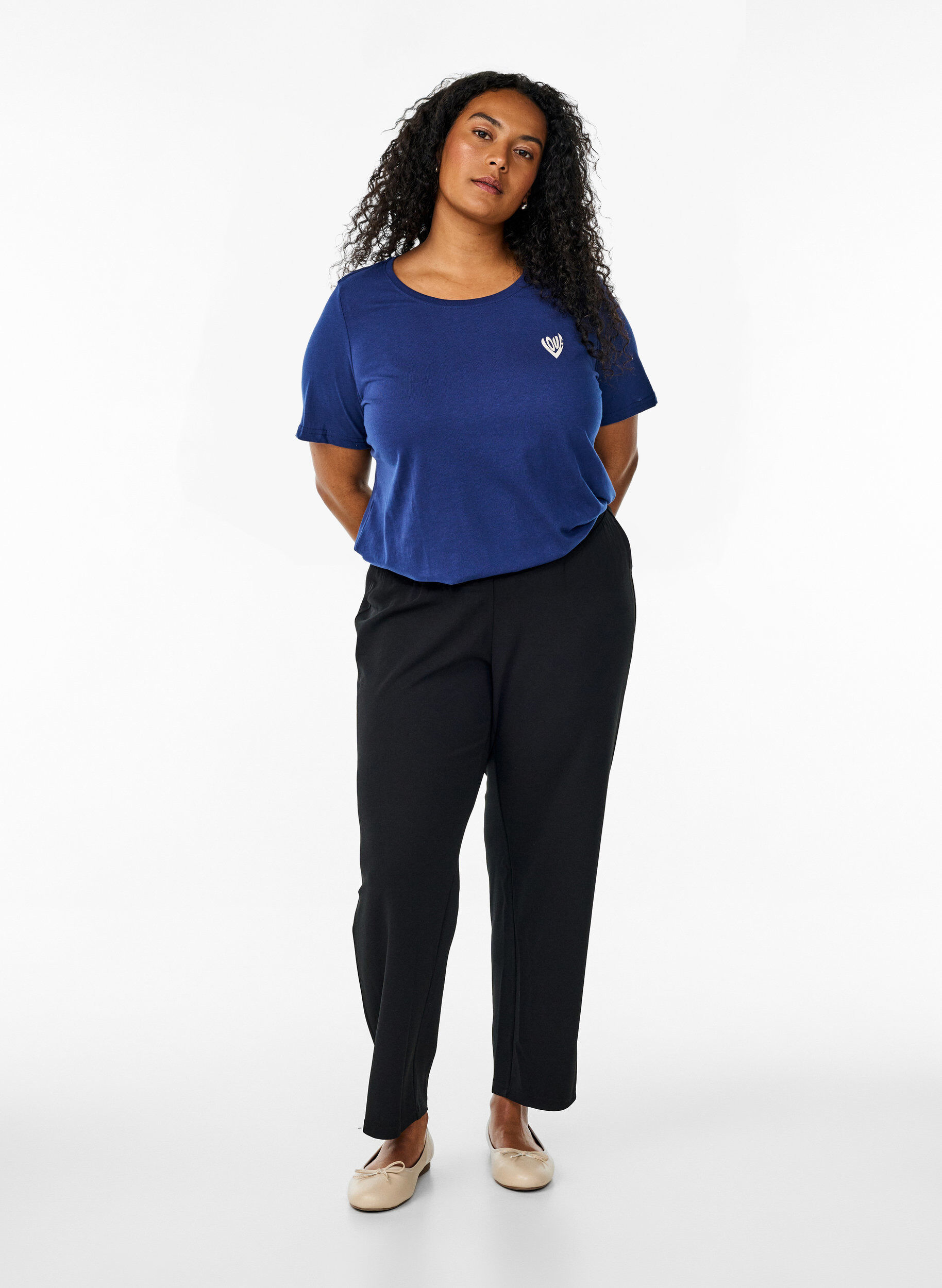 Zizzi FLASH - T-skjorte med motiv, Bl&aring;, Model image number 1