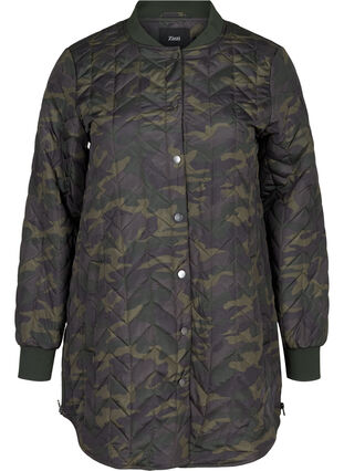 Quiltet jakke med mønster og knappelukking, Camou as sample, Packshot image number 0
