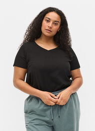 Basis T-skjorte med V-hals, Black, Model