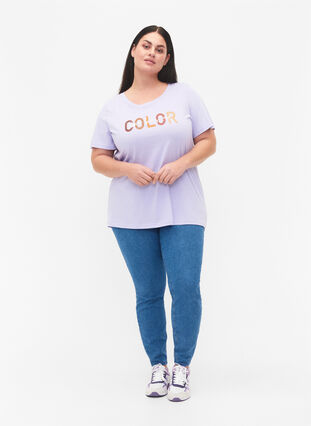 T-skjorte i bomull med trykk, Lavender COLOR, Model image number 2