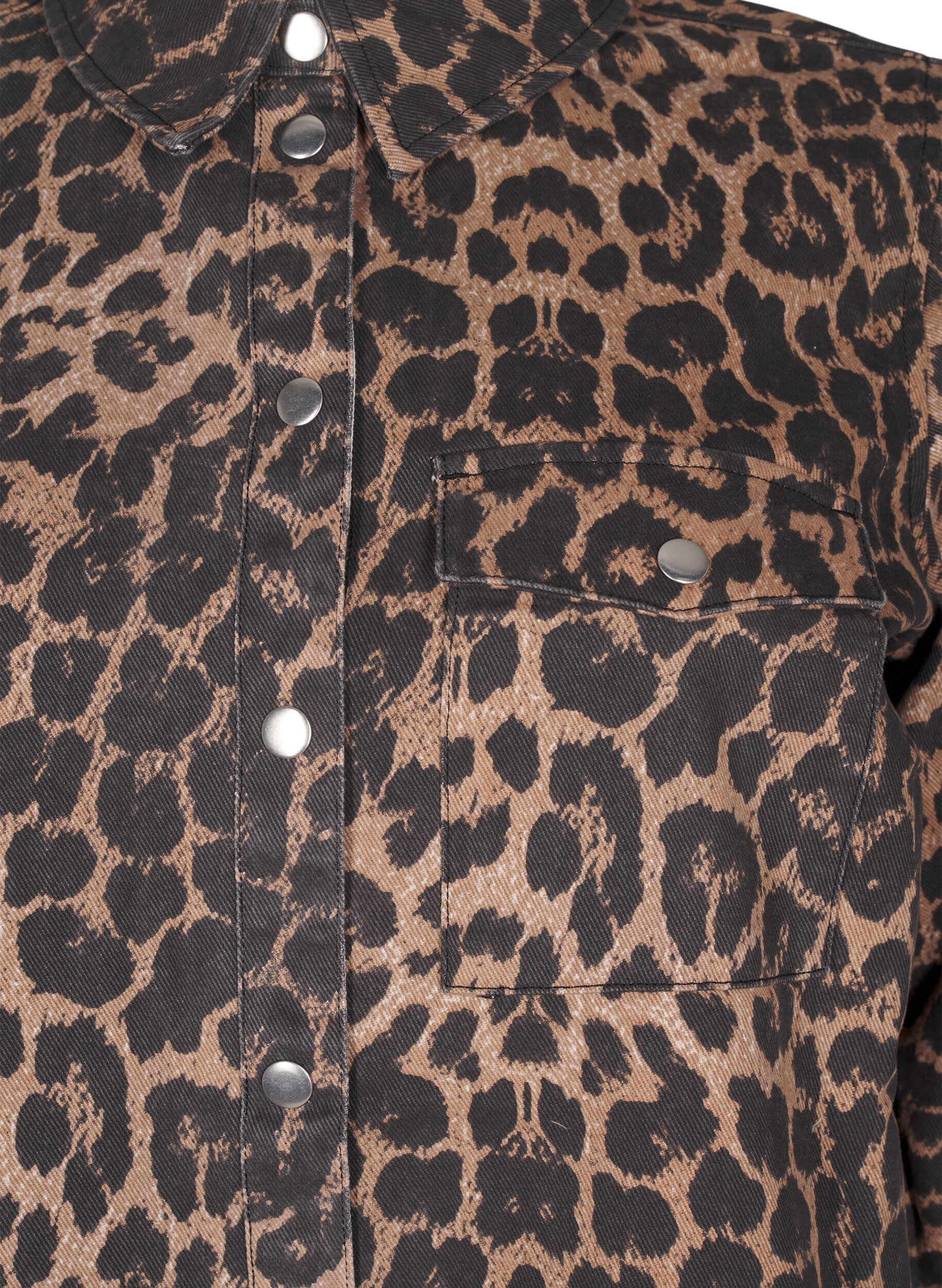 Zizzi Canvasjakke med leopardm&oslash;nster, Leo AOP, Packshot image number 2