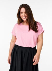 Loose t-skjorte med rund hals, Rosa Loose t-skjorte med rund hals, Rosa, Model