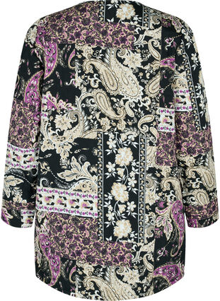Quiltet jakke med paisleymønster og knappelukking, Black Patchwork AOP, Packshot image number 1