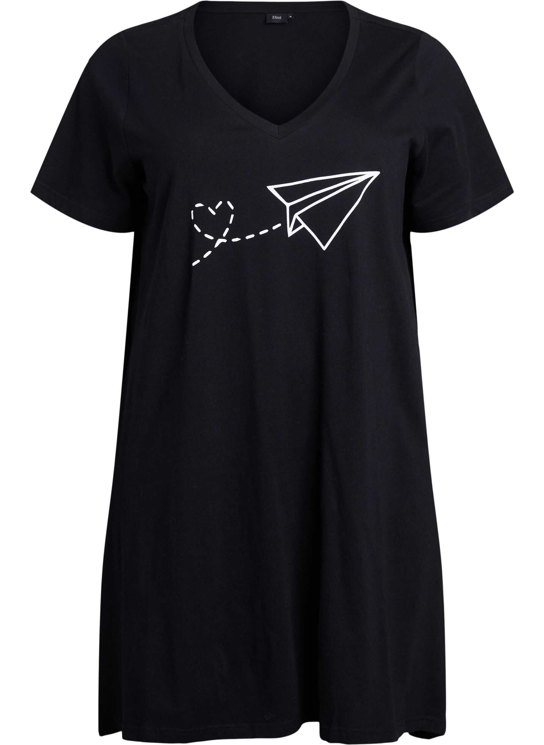 Nattkjole i &oslash;kologisk bomull med V-hals