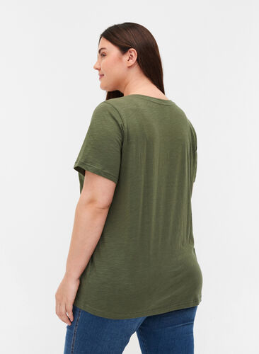 T-skjorte med trykk i organisk bomull, Thyme Melange, Model image number 1