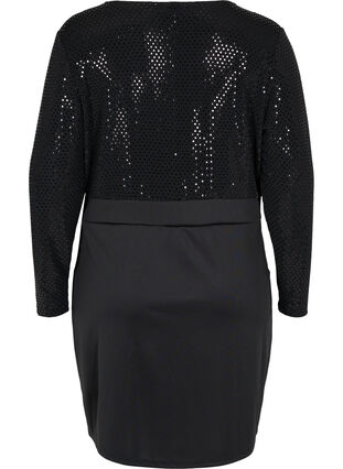 Tettsittende kjole med glitterstruktur, Black, Packshot image number 1