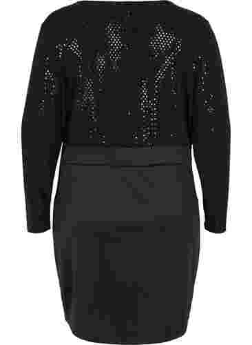 Tettsittende kjole med glitterstruktur, Black, Packshot image number 1