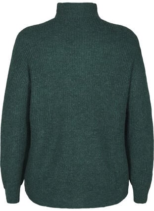 Zizzi FLASH - strikket genser med høy hals og glidelås, Grønn, Packshot image number 1