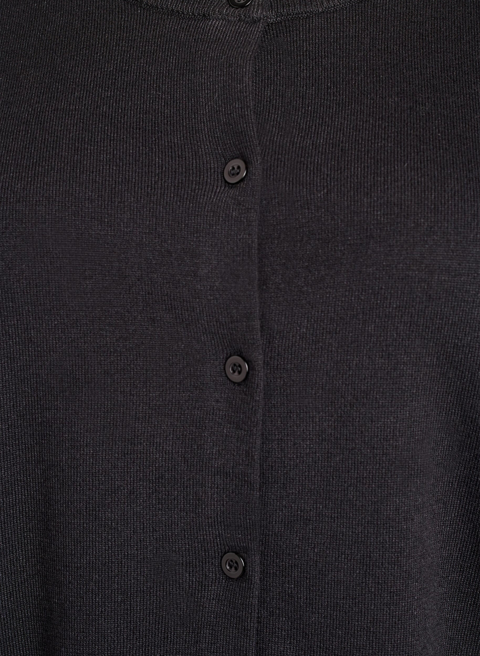ZizziFinstrikket cardigan med rund hals, Svart, Packshot image number 2