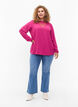 Bluse med lange ermer og blondedetaljer, Festival Fuchsia, Model image number 2