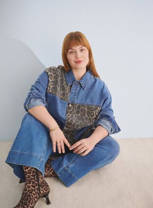 Zizzi Denim og leopard, , Model