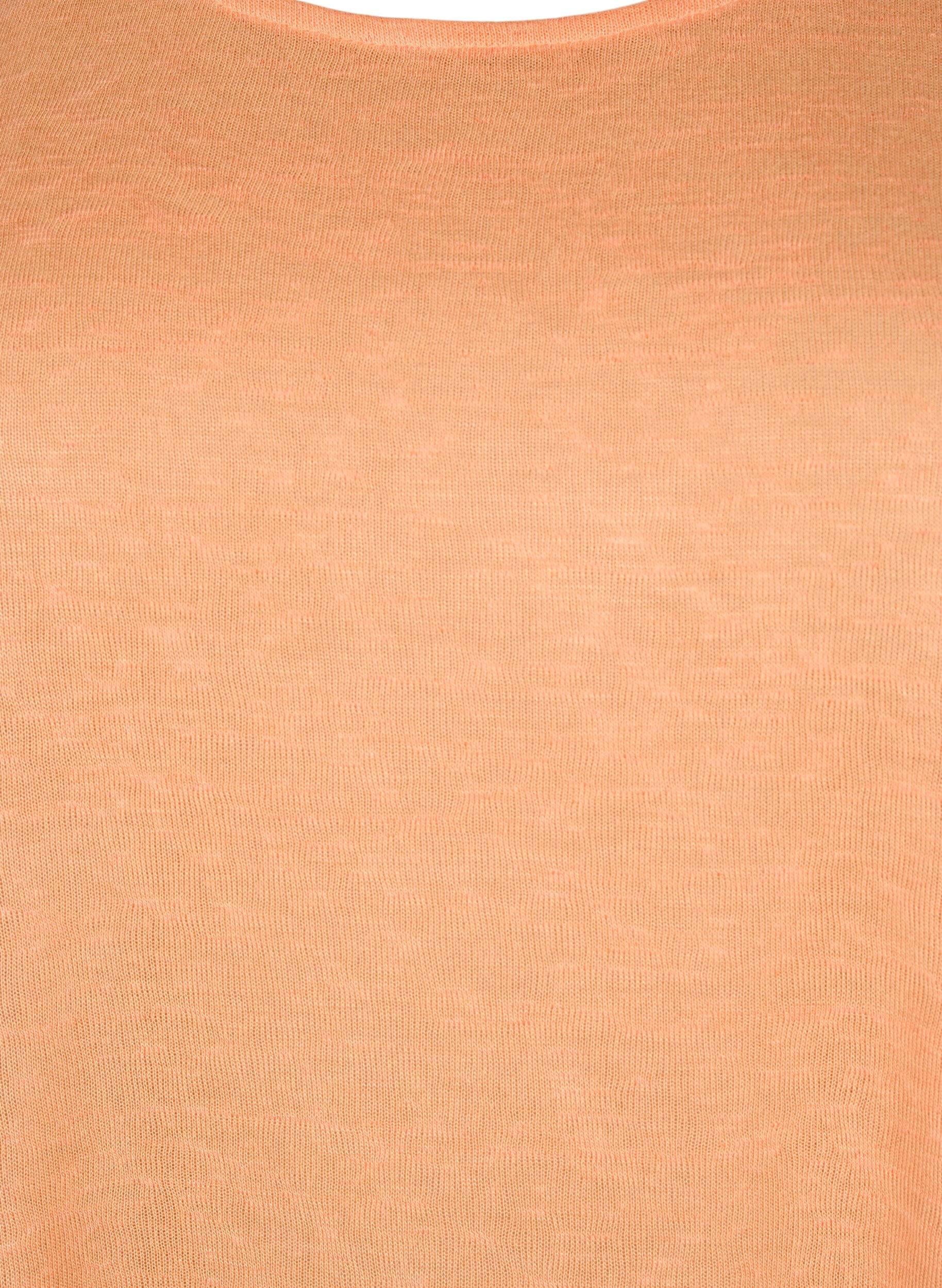 Zizzi Topp med struktur og rund hals, Mock Orange, Packshot image number 2