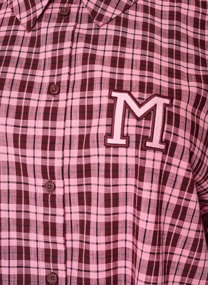 Langrutete skjorte med 3/4 ermer, Rosa, Packshot image number 2