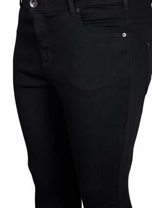 Cropped Amy jeans med glidelås, Black denim, Packshot image number 2