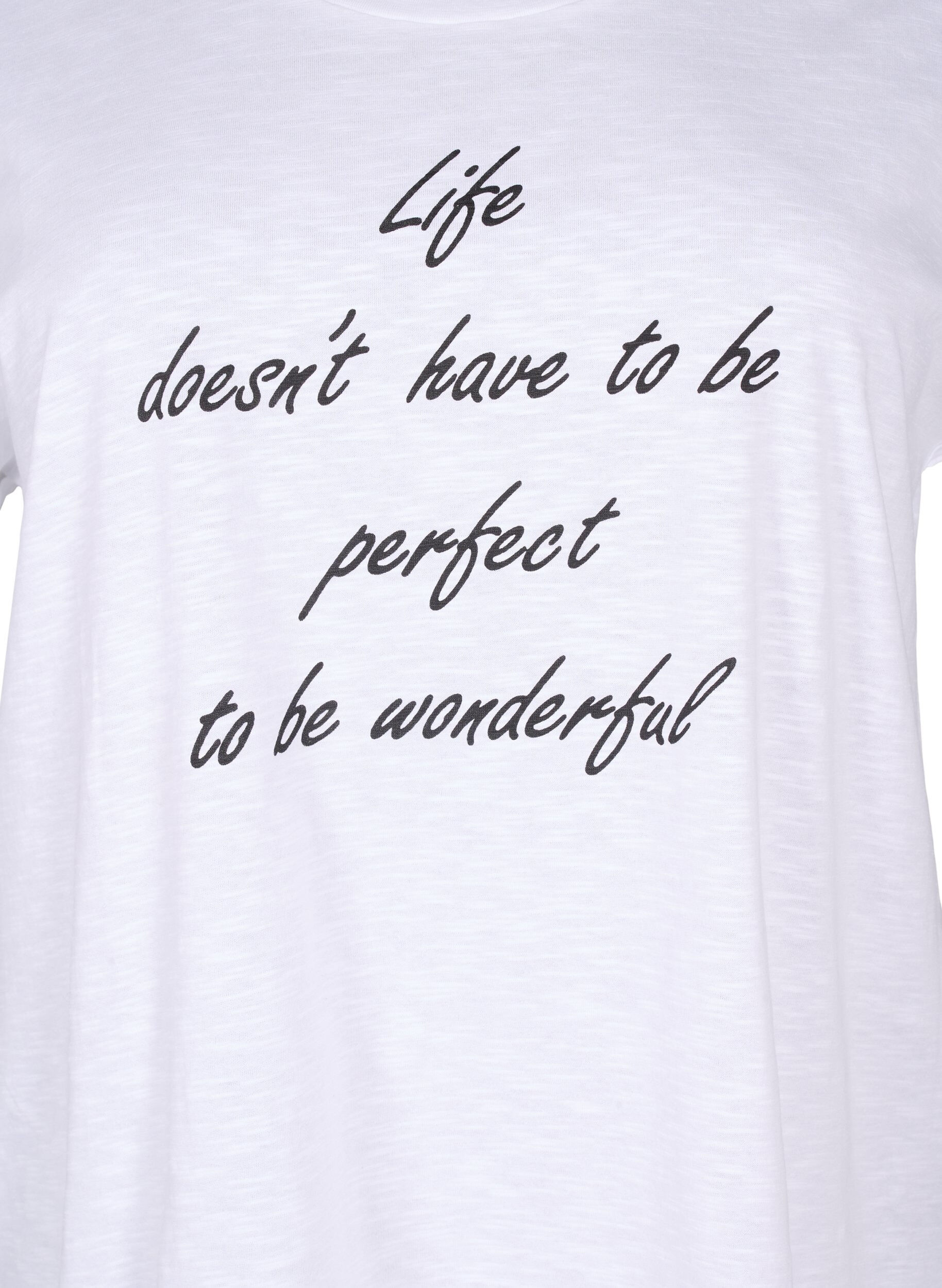 Zizzi T-skjorte med trykk i &oslash;kologisk bomull, B. White Black Print, Packshot image number 2