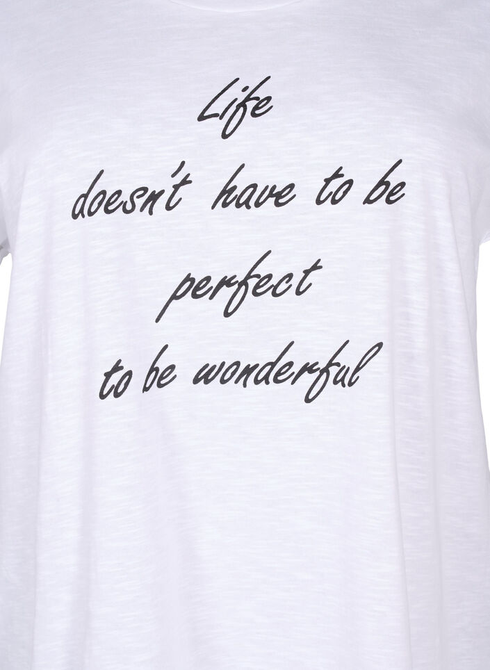 T-skjorte med trykk i økologisk bomull, B. White Black Print, Packshot image number 2