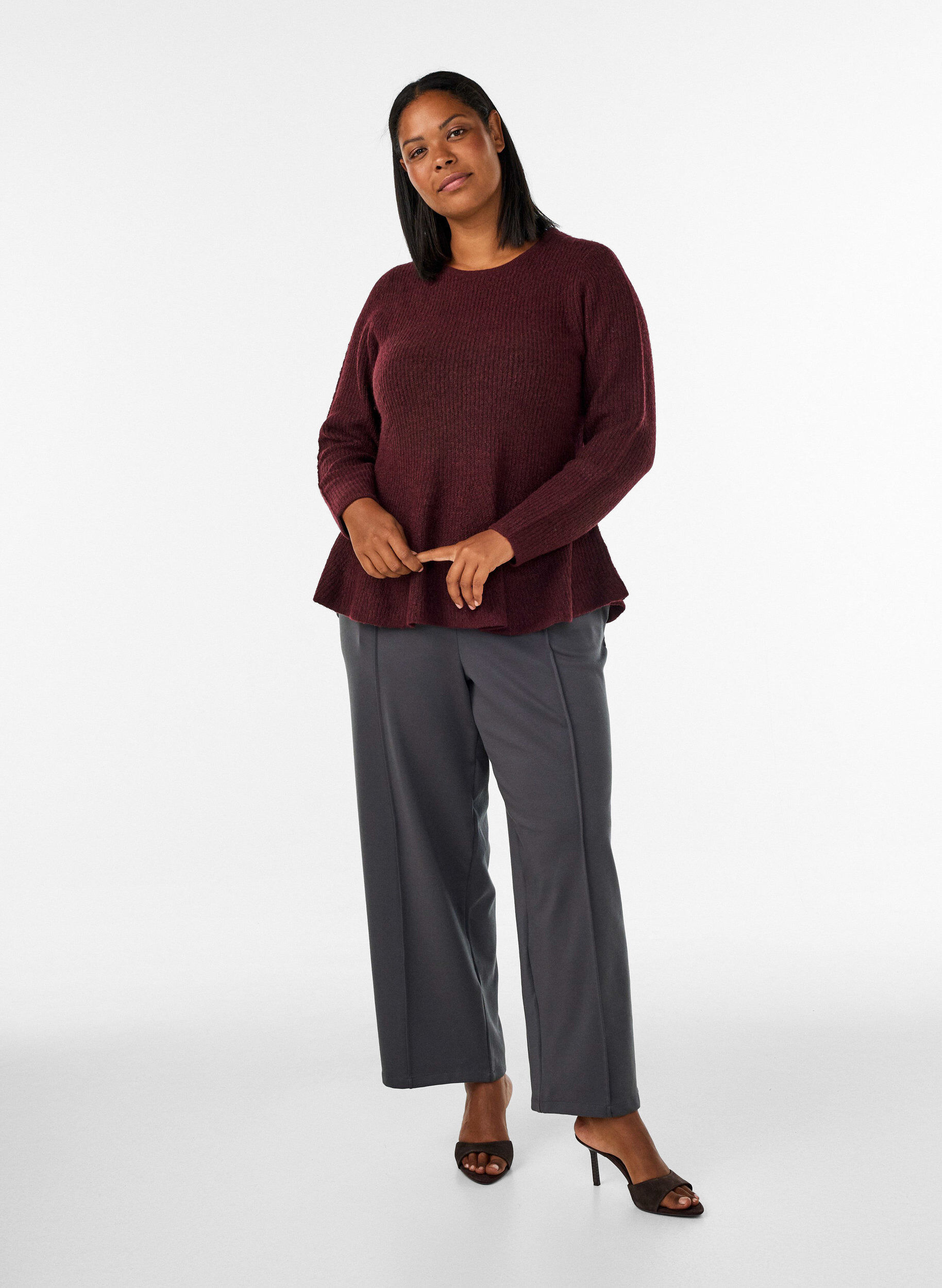 ZizziA-line strikkebluse, R&oslash;d, Model image number 1