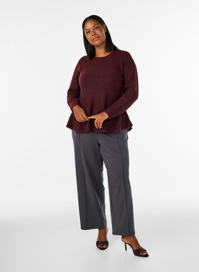 A-line strikkebluse, R&oslash;d, Model image number 1