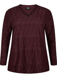 FLASH - Langermet bluse med struktur, Fudge