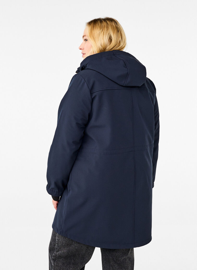 Softshelljakke med avtagbar hette, Bl&aring;, Model image number 2