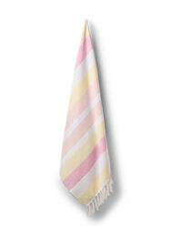 Stripete hammam håndkle med frynser, Pale Banana Comb, Packshot