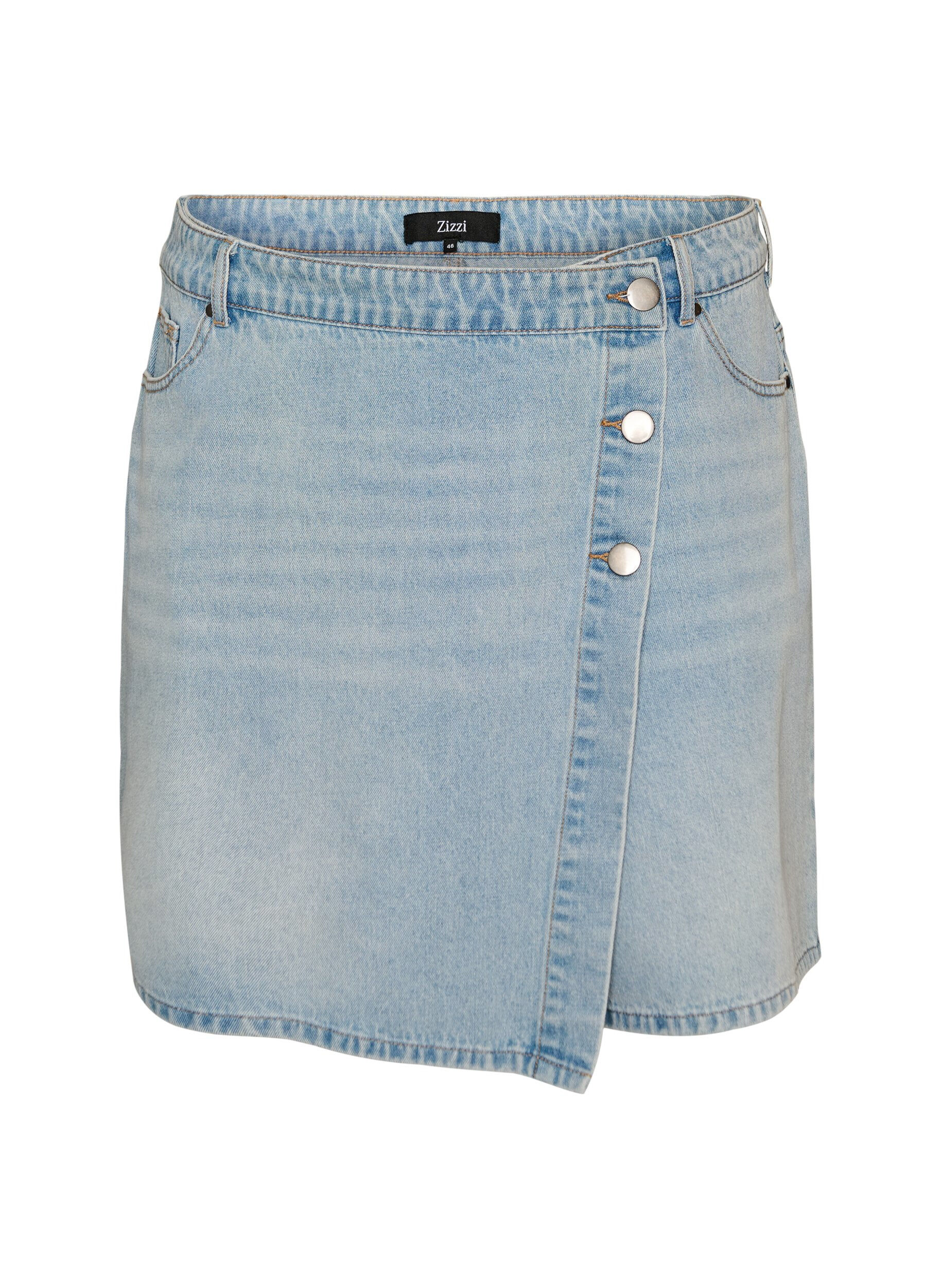 ZizziDenimskorts med omslagseffekt og h&oslash;y midje, Bl&aring;, Packshot image number 0