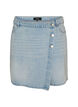Denimskorts med omslagseffekt og h&oslash;y midje, Bl&aring;, Packshot image number 0
